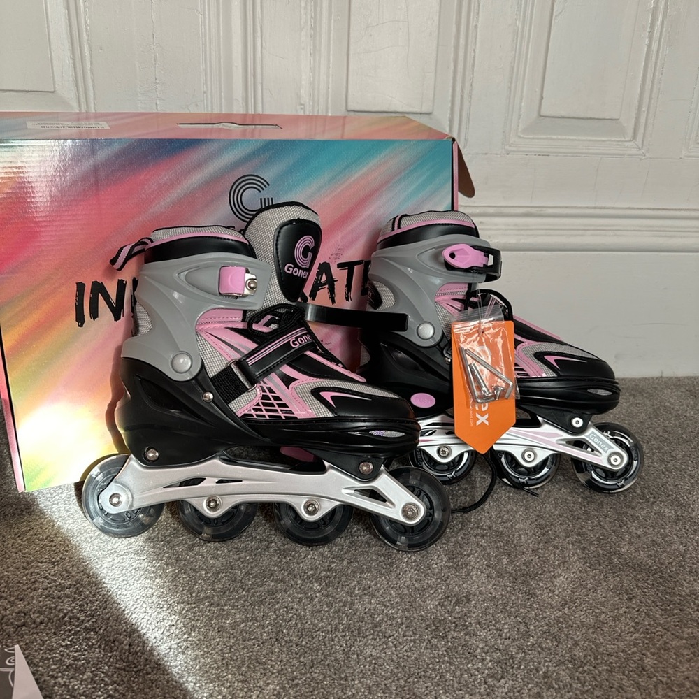 Pink and Black in-line Skates for Outdoor Fun